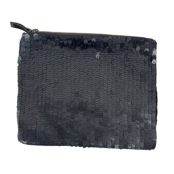 Anthropologie Jasper & Jeera Black Beaded Sequin Clutch Black Gold - Picture 2 of 5